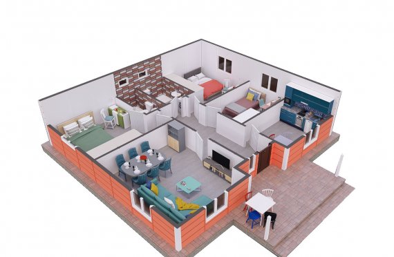 100 m2 Rumah Modular Tingkat Satu