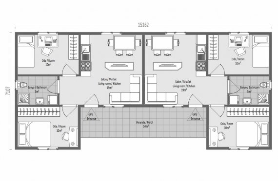 102 m2 Rumah Modular Tingkat Satu