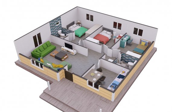 103 m2 Rumah Modular Tingkat Satu