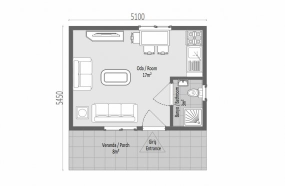 28 m2 Rumah Modular Tingkat Satu