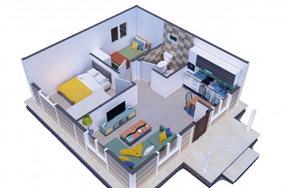 45 m2 Rumah Modular Tingkat Satu