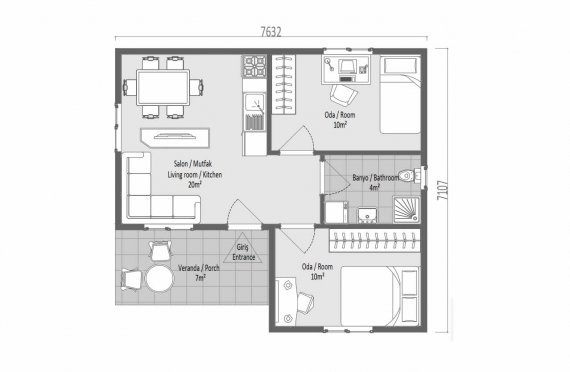51 m2 Rumah Modular Tingkat Satu