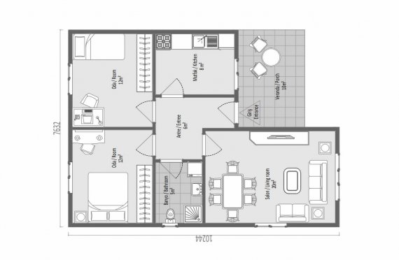 73 m2 Rumah Modular Tingkat Satu