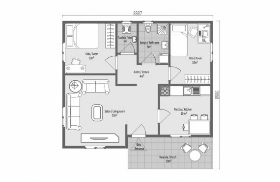 75 m2 Rumah Modular Tingkat Satu