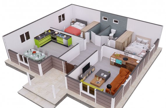 95 m2 Rumah Modular Tingkat Satu