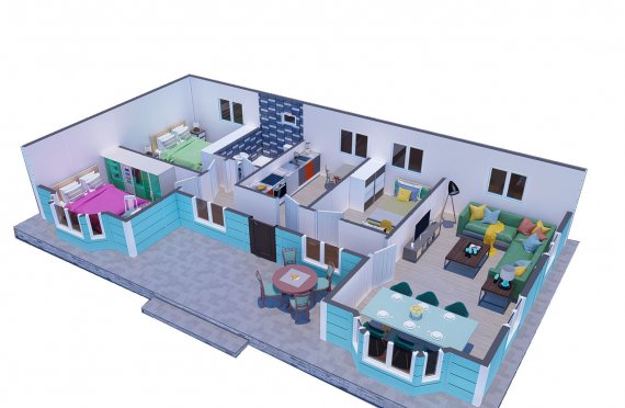97 m2 Rumah Modular Tingkat Satu