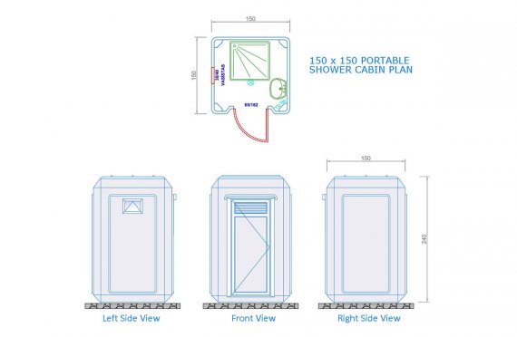 Kabin Tandas & Pancuran Mandi Mudah Alih 150 x150