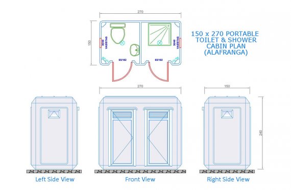 Kabin Tandas & Pancuran Mandi Mudah Alih 150 x 270