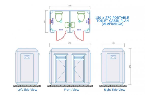 Kabin Tandas & Pancuran Mandi Mudah Alih 150 x 270