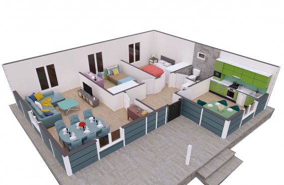 87 m2 Rumah Modular Tingkat Satu