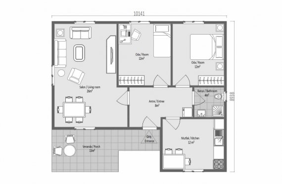 87 m2 Rumah Modular Tingkat Satu
