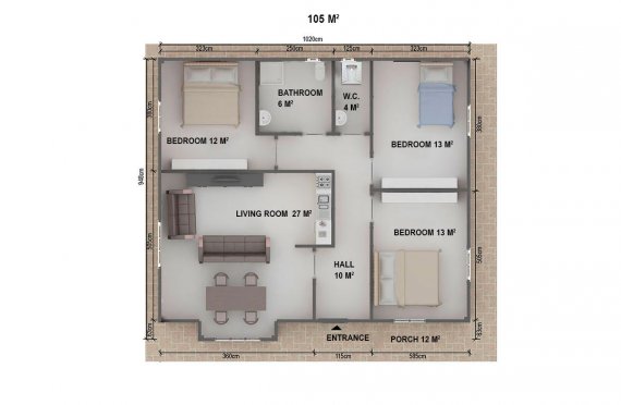 Rumah Pasang Siap 105 m²