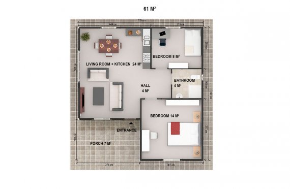Rumah Pasang Siap 61 m²